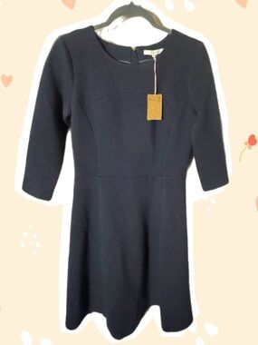 Boden Navy Textured Fit-and-Flare Dress size 8 NWT